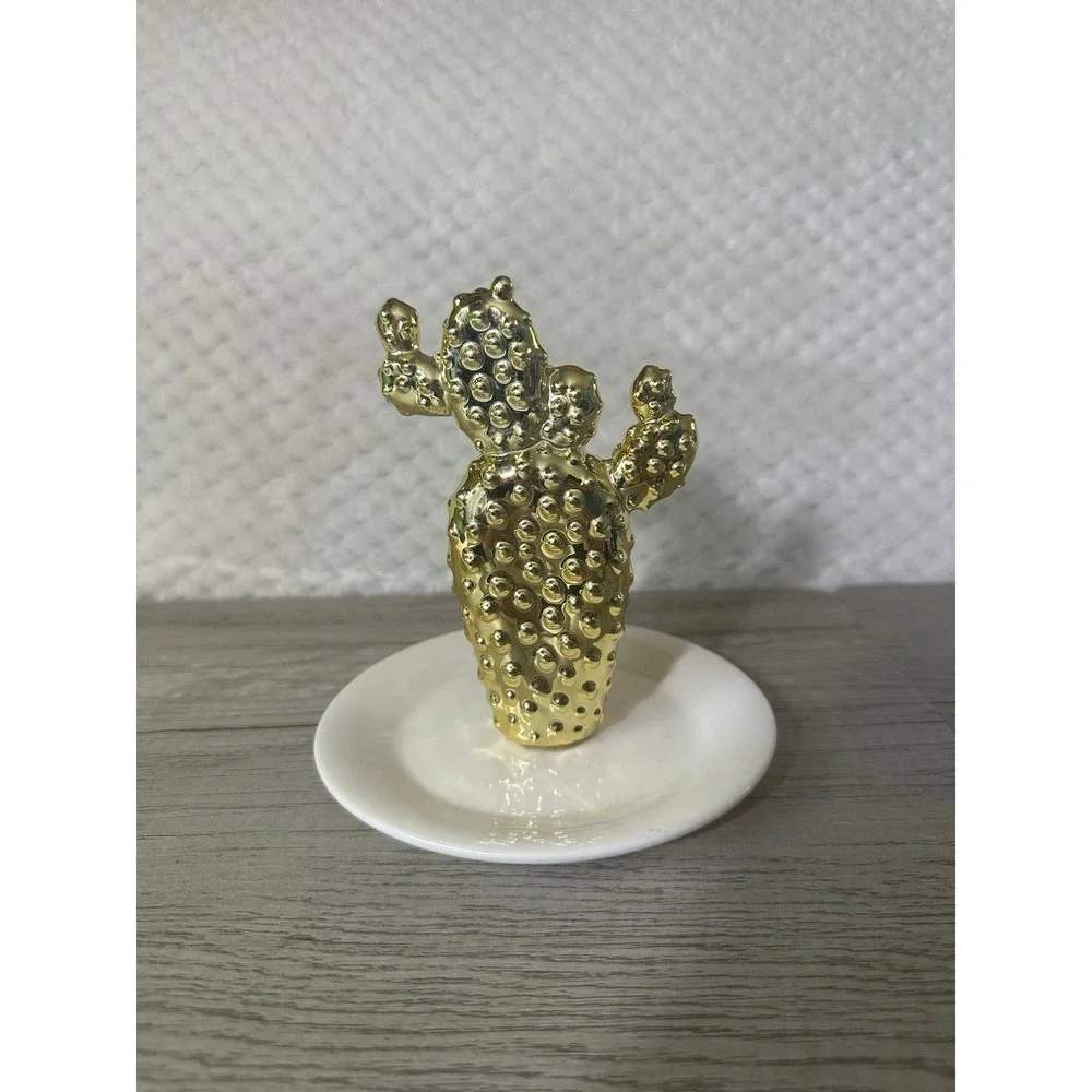 Gold‎ Color Small Cactus Ring/ Trinket Dish Jewelry Holder Home Decor